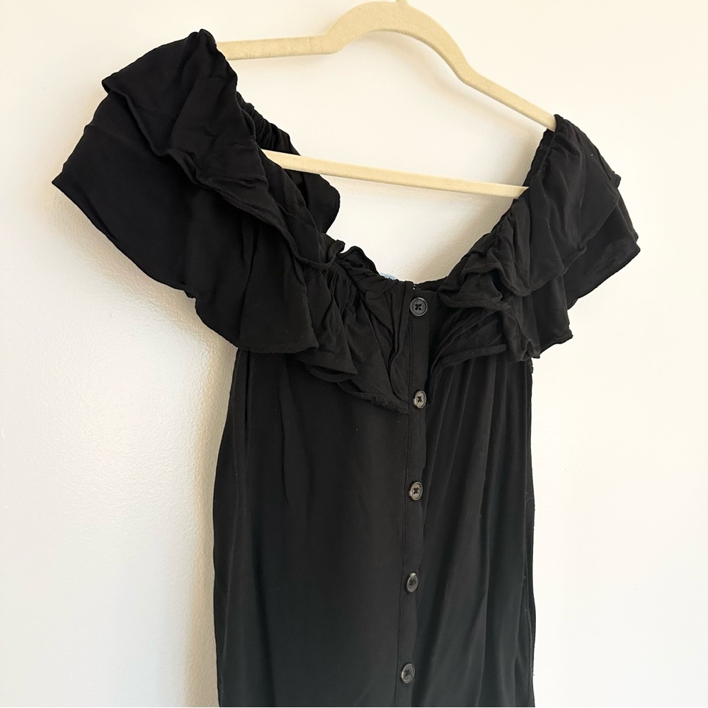 Cece Black Ruffle Button-Front Blouse Feminine Sh… - image 5